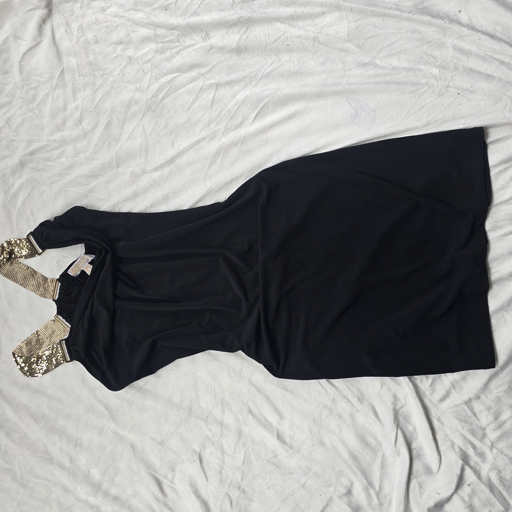Michael Kors Black Dress with Gold Details On Should Straps